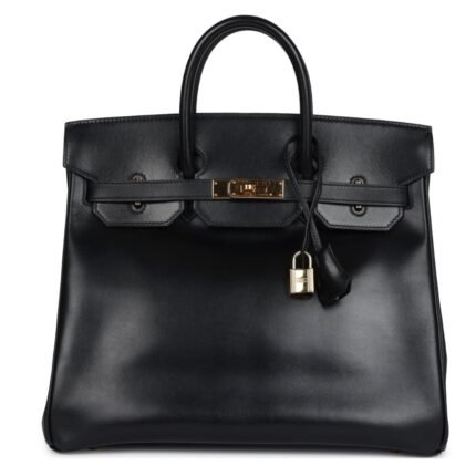 VINTAGE HERMÈS HAC BIRKIN 32 BLACK BOX GOLD HARDWARE