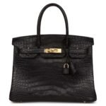 HERMÈS BIRKIN 30 BLACK MATTE ALLIGATOR GOLD HARDWARE