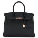 PRE-OWNED HERMÈS BIRKIN 30 BLACK TOGO ROSE GOLD HARDWARE