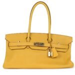 PRE-OWNED HERMÈS SHOULDER BIRKIN 42 JPG SOLEIL CLEMENCE GOLD HARDWARE