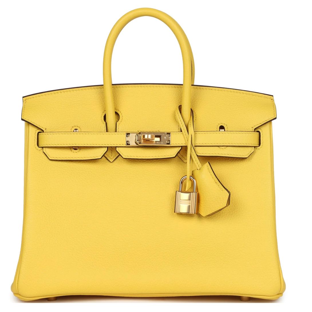 1 HERMÈS BIRKIN 25 JAUNE DE NAPLES TOGO GOLD HARDWARE