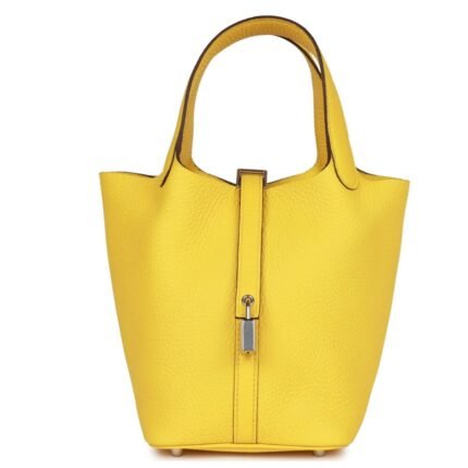 HERMÈS PICOTIN LOCK 18 JAUNE DE NAPLES CLEMENCE PALLADIUM HARDWARE