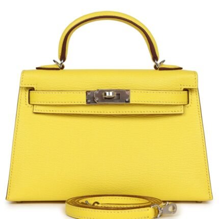 HERMÈS KELLY SELLIER 20 JAUNE CITRON CHEVRE PALLADIUM HARDWARE
