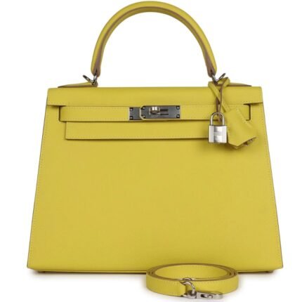 HERMÈS KELLY SELLIER 28 LIME EPSOM PALLADIUM HARDWARE