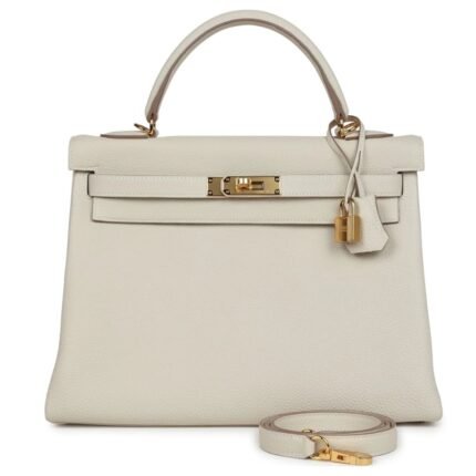 HERMÈS KELLY RETOURNE 32 CRAIE TOGO GOLD HARDWARE