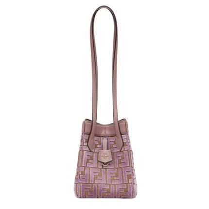FENDI ORIGAMI MINI TRANSFORMABLE MAUVE PINK FF JACQUARD VELVET MINI-BAG