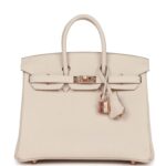 HERMÈS BIRKIN 25 CRAIE TOGO ROSE GOLD HARDWARE