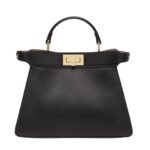 FENDI PEEKABOO ISEEU SMALL BLACK CALF LEATHER BAG