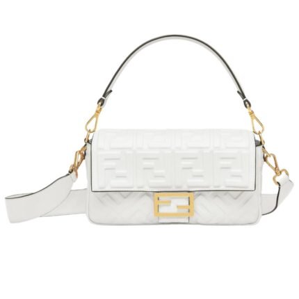 FENDI BAGUETTE WHITE LEATHER BAG
