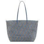 FENDI ROLL LARGE LIGHT BLUE FF JACQUARD VELVET SHOPPER