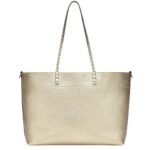 FENDI ROLL MEDIUM CHAMPAGNE-COLORED SELLERIA SHOPPER WITH 218 HAND-SEWN TOPSTITCHES