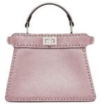 FENDI PEEKABOO ISEEU PETITE METALLIC PINK SELLERIA BAG WITH 306 HAND-SEWN TOPSTITCHES