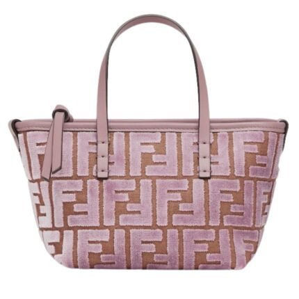 FENDI ROLL MINI MAUVE PINK FF JACQUARD VELVET MINI-BAG