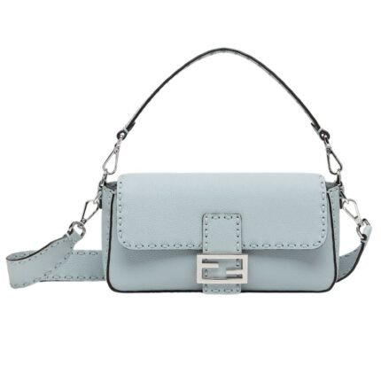 FENDI BAGUETTE LIGHT BLUE SELLERIA BAG WITH 612 HAND-SEWN TOPSTITCHES