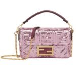 FENDI BAGUETTE MINI PINK SEQUIN BAG WITH FF