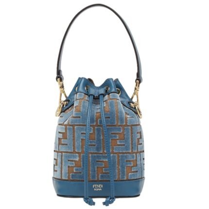 FENDI MON TRESOR LIGHT BLUE FF JACQUARD VELVET MINI BAG