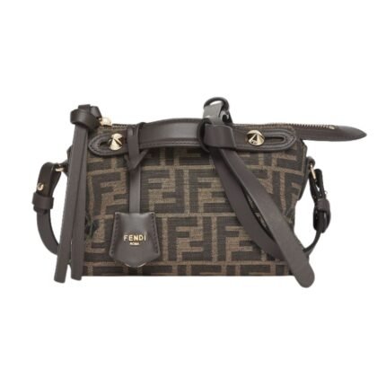 FENDI BY THE WAY SOFT MINI BROWN FF JACQUARD FABRIC MINI BAG
