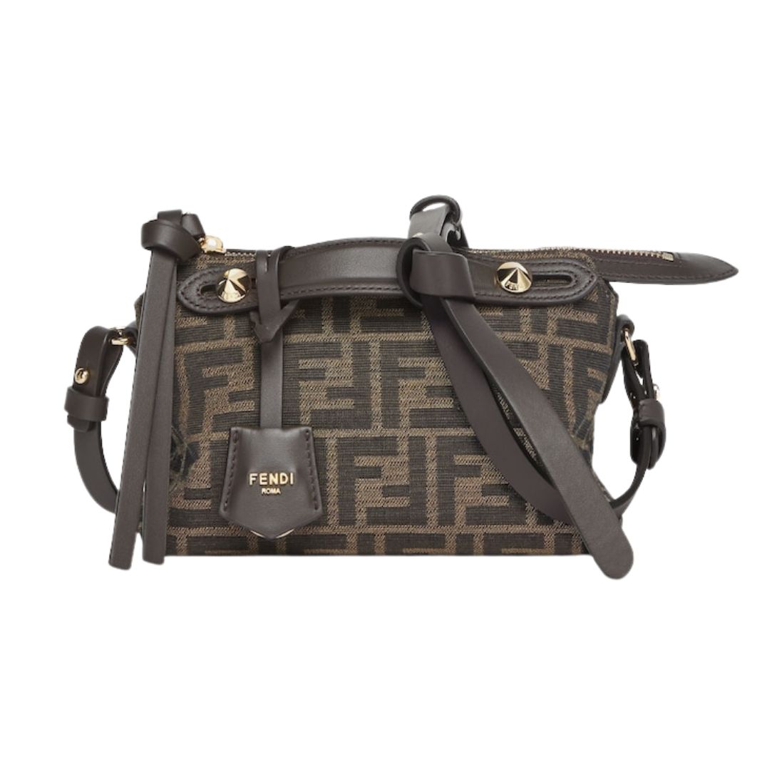 1 FENDI BY THE WAY SOFT MINI BROWN FF JACQUARD FABRIC MINI BAG