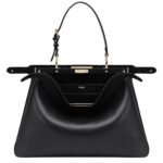 FENDI PEEKABOO SOFT LARGE BLACK LEATHER BAG