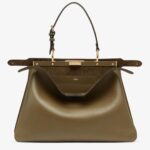 FENDI PEEKABOO SOFT LARGE GREEN LEATHER BAG