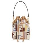 FENDI MON TRESOR MULTICOLOR CANVAS MINI-BAG WITH FF EMBROIDERY