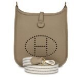 HERMÈS EVELYNE TPM BEIGE MARFA CLEMENCE GOLD HARDWARE