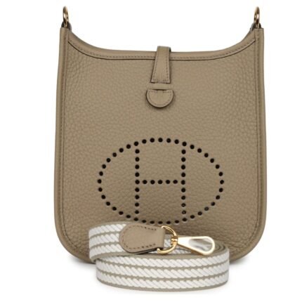 HERMÈS EVELYNE TPM BEIGE MARFA CLEMENCE GOLD HARDWARE