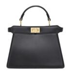 FENDI PEEKABOO ISEEU PETITE BLACK PADDED NAPPA LEATHER BAG