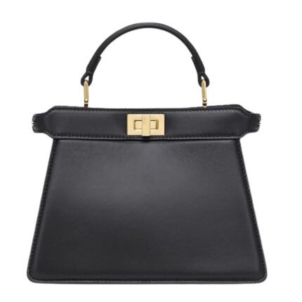 FENDI PEEKABOO ISEEU PETITE BLACK PADDED NAPPA LEATHER BAG