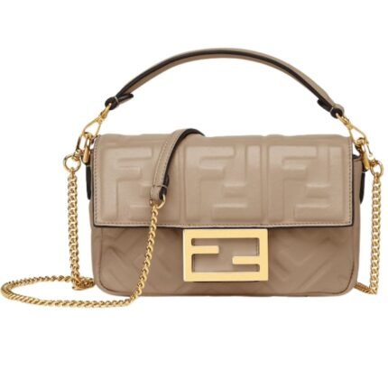 FENDI BAGUETTE MINI NAPPA LEATHER BAG WITH FF MOTIF