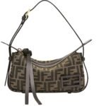 FENDI SIMPLY FENDI MINI BROWN FF JACQUARD FABRIC MINI BAG