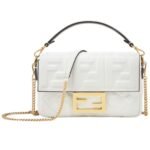 FENDI BAGUETTE MINI NAPPA LEATHER BAG WITH FF MOTIF