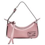 FENDI SIMPLY FENDI MINI CHAMPAGNE-COLORED METALLIC LEATHER MINI-BAG