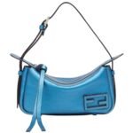 FENDI SIMPLY FENDI MINI CHAMPAGNE-COLORED METALLIC LEATHER MINI-BAG