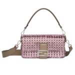 FENDI BAGUETTE BAG EMBROIDERED WITH PINK SEQUINS AND RHINESTONES