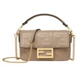 FENDI BAGUETTE MINI DOVE GRAY NAPPA LEATHER BAG