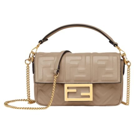 FENDI BAGUETTE MINI DOVE GRAY NAPPA LEATHER BAG