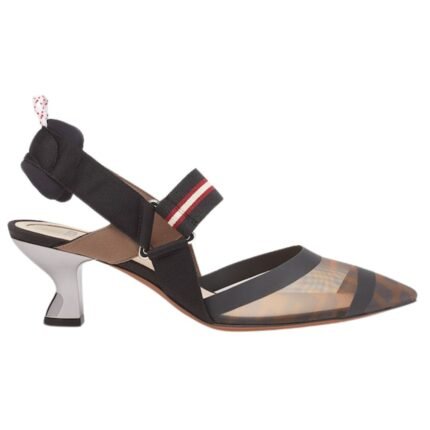 FENDI COLIBRÌ MULTICOLOR TECH MESH MEDIUM HEEL SLINGBACKS