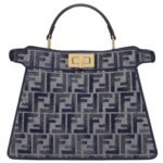 FENDI PEEKABOO ISEEU SMALL DARK BLUE FF CHENILLE BAG