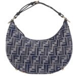 FENDIGRAPHY SMALL DARK BLUE FF CHENILLE BAG