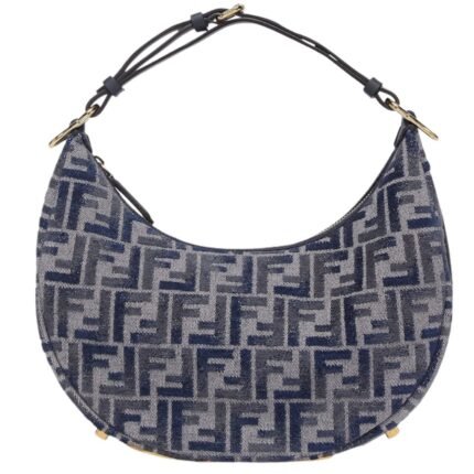 FENDIGRAPHY SMALL DARK BLUE FF CHENILLE BAG