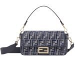 FENDI BAGUETTE DARK BLUE FF CHENILLE BAG