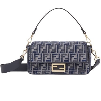 FENDI BAGUETTE DARK BLUE FF CHENILLE BAG