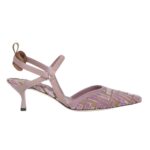 FENDI COLIBRÌ LITE FF JACQUARD VELVET MEDIUM-HEELED SLINGBACKS