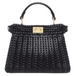 FENDI PEEKABOO ISEEU PETITE CAMELLIA INTERLACE LEATHER BAG