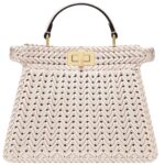 FENDI PEEKABOO ISEEU SMALL CAMELLIA INTERLACE LEATHER BAG