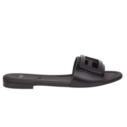 FENDI BAGUETTE LEATHER SLIDES