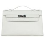 HERMÈS KELLY POCHETTE WHITE SWIFT PALLADIUM HARDWARE