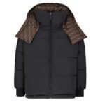 FENDI DOWN JACKET BLACK NYLON DOWN JACKET