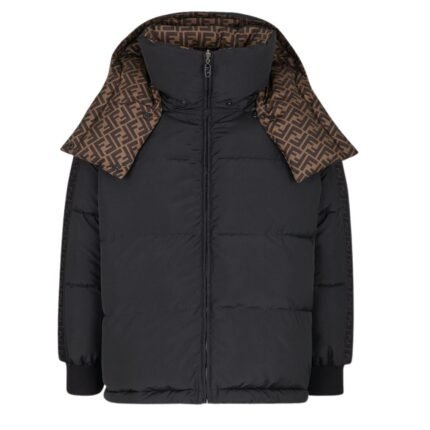 FENDI DOWN JACKET BLACK NYLON DOWN JACKET